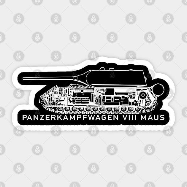 Panzer VIII Maus German WW2 Tank Cutaway Diagram Cross Section Inside Sticker by Battlefields